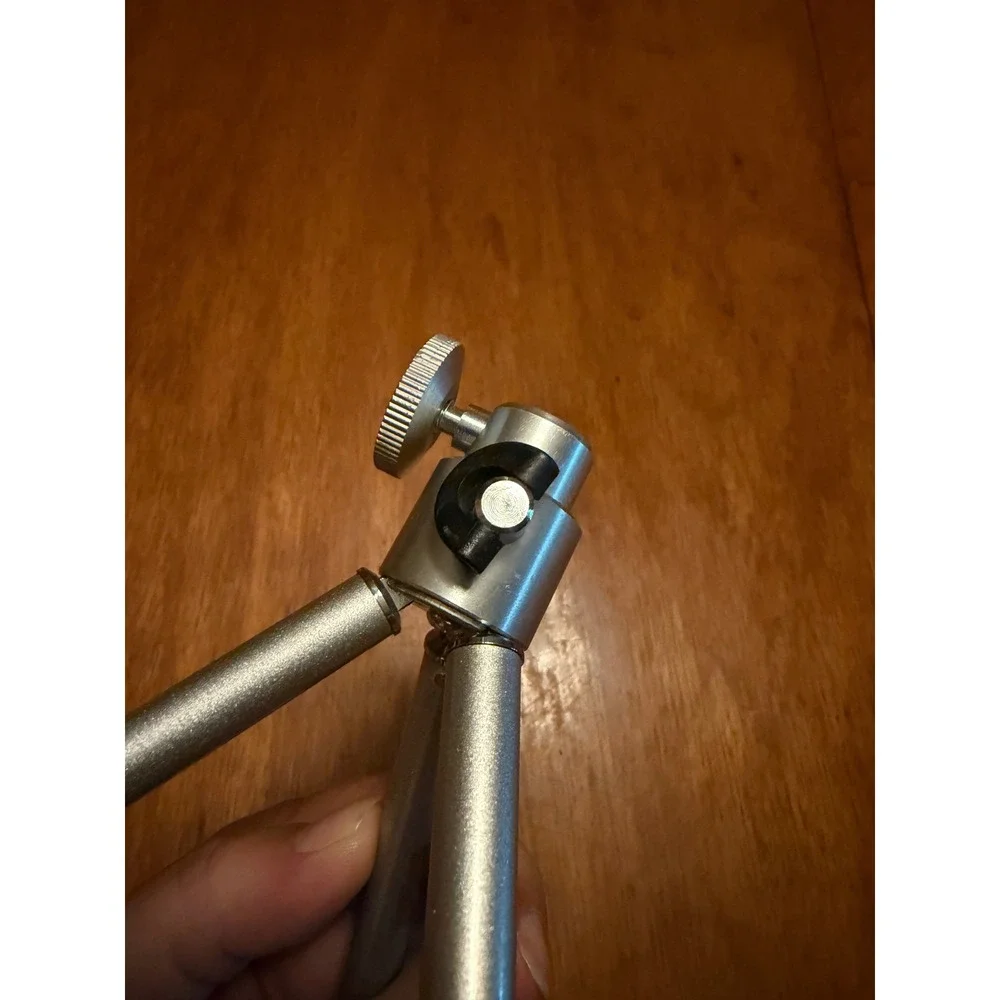 Mini Tabletop Tripod Silver Metal Portable Compact Camera Stand 5 Inch Foldable‎